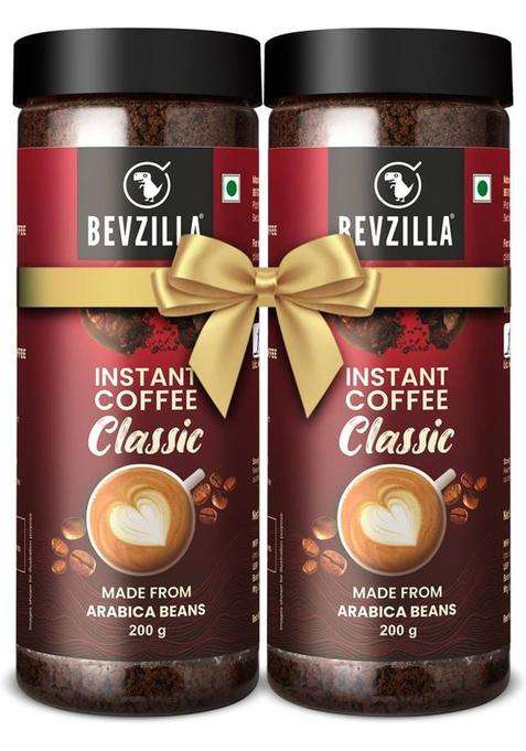 Bevzilla Pack Of 2 Classic Coffee Powder|Hot & Cold Instant Coffee&nbsp;&nbsp;(2 X 200 G)