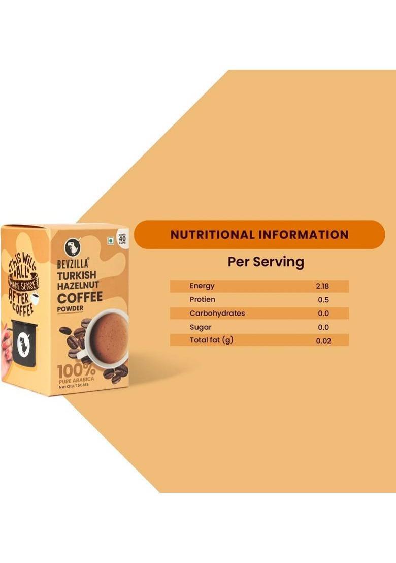 Bevzilla Pack Of 2 Hazelnut Instant Coffee Powder| Hot & Cold Instant Coffee (2 X 75 G, Hazelnut Flavoured)