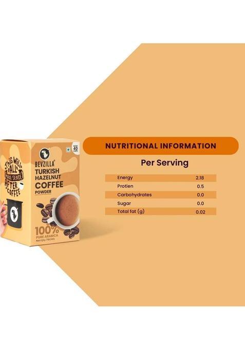 Bevzilla Pack Of 2 Hazelnut Instant Coffee Powder| Hot & Cold Instant Coffee (2 X 75 G, Hazelnut Flavoured)