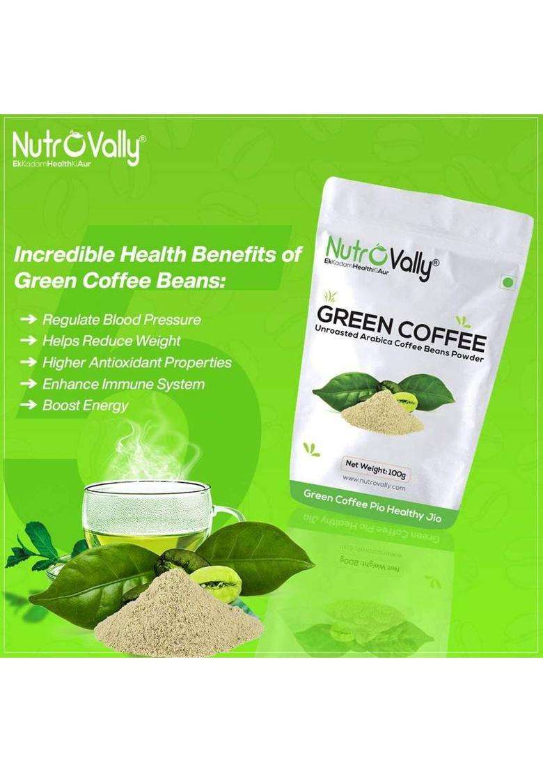 Nutrovally Organic Green Coffee Beans Powder For Weight Loss. Instant Coffee&nbsp;&nbsp;(100 G, Green Coffee Flavoured) - Indya