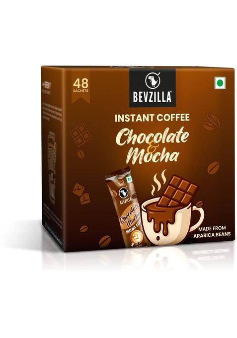 Bevzilla 48 Chocolate & Mocha Coffee Powder Sachets | Instant Coffee (96 G, Assorted Flavoured)