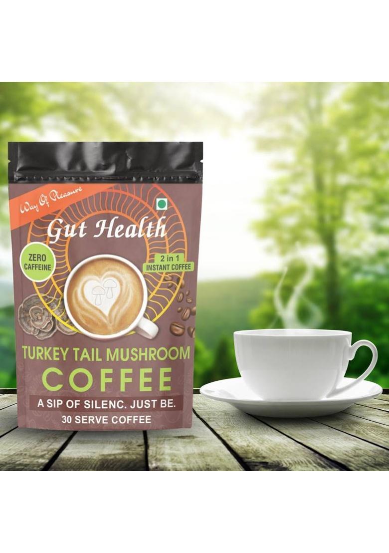 Way Of Pleasure Turkey Tail Mushroom Coffee Premix Zero Caffeine Support Gut Health Instant Coffee (45 G)