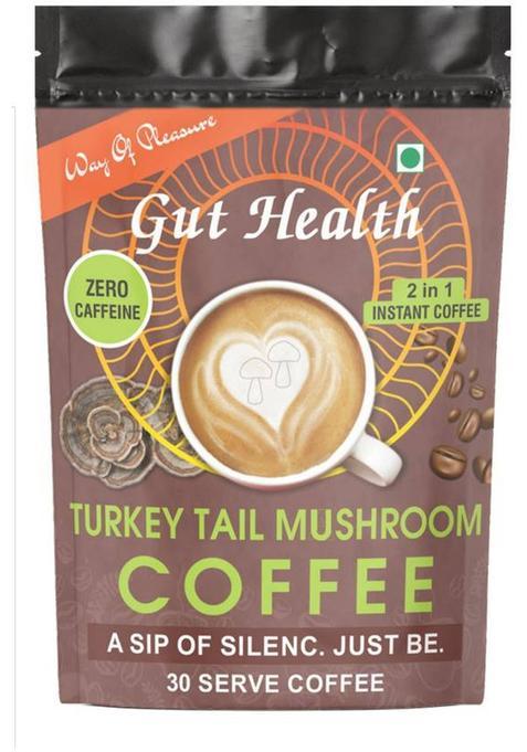 Way Of Pleasure Turkey Tail Mushroom Coffee Premix Zero Caffeine Support Gut Health Instant Coffee (45 G)