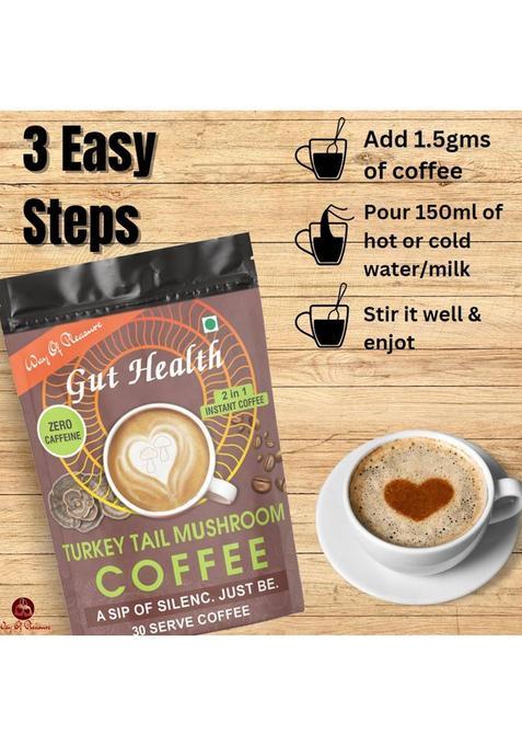 Way Of Pleasure Turkey Tail Mushroom Coffee Premix Zero Caffeine Support Gut Health Instant Coffee (45 G)
