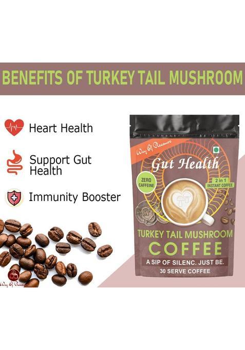 Way Of Pleasure Turkey Tail Mushroom Coffee Premix Zero Caffeine Support Gut Health Instant Coffee (45 G)