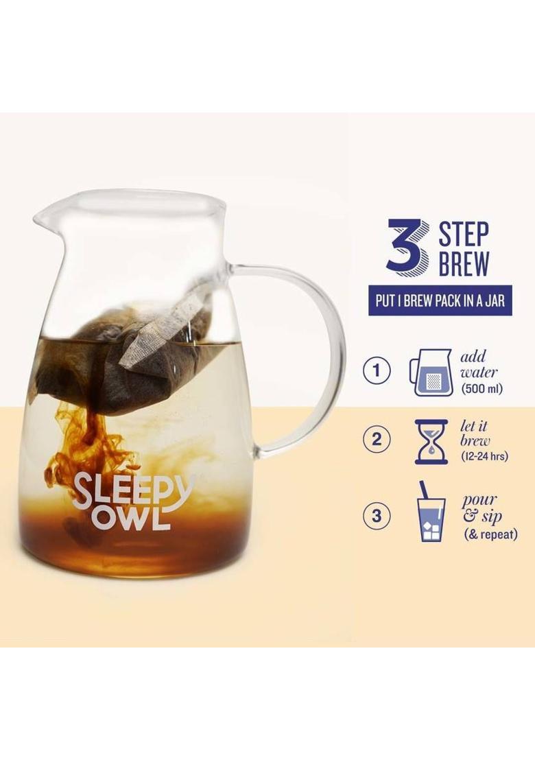 Sleepy Owl Owl Coffee Mocha Cold Brew | 5 Brew Packs | 3 Step Brew
