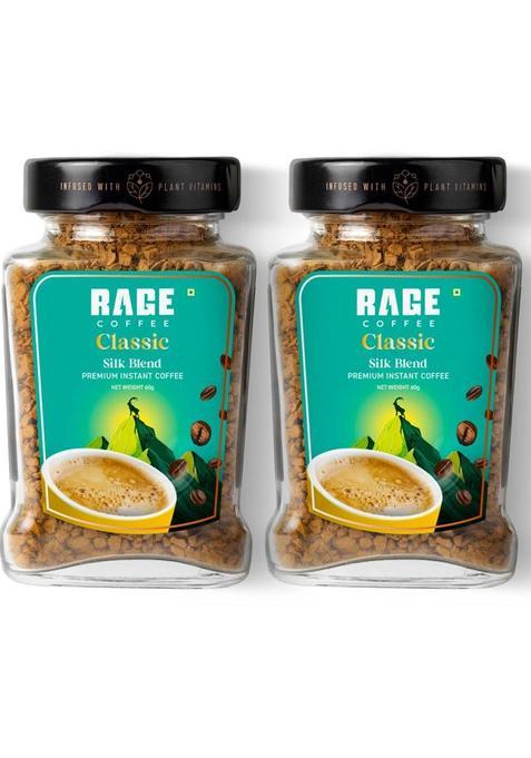 Rage Premium Silk Blend Classic (Pack Of 2) 60G Each | 100% Pure Arabica Beans Instant Coffee (2 X 60 G)