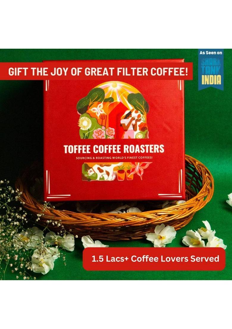 Toffee Coffee Roasters South Indian Gift Box|Filter Coffee + Free Brass Dabra Set + Filter Coffee Maker Filter Coffee (200 G, Pure Flavoured)