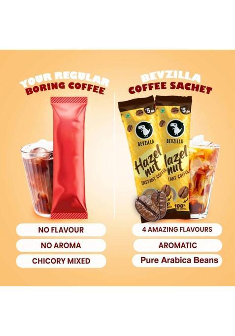 Bevzilla 24 Coffee Sachets & Enamel Mug | Makes 24 Cups|6 Sachet Each Flavour|Premium Mug Instant Coffee (24 X 2 G, Assorted Flavoured)