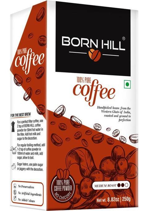Born Hill Coffee Powder | 0% Chicory | 100% Natural | Roast & Ground Coffee (250 G)