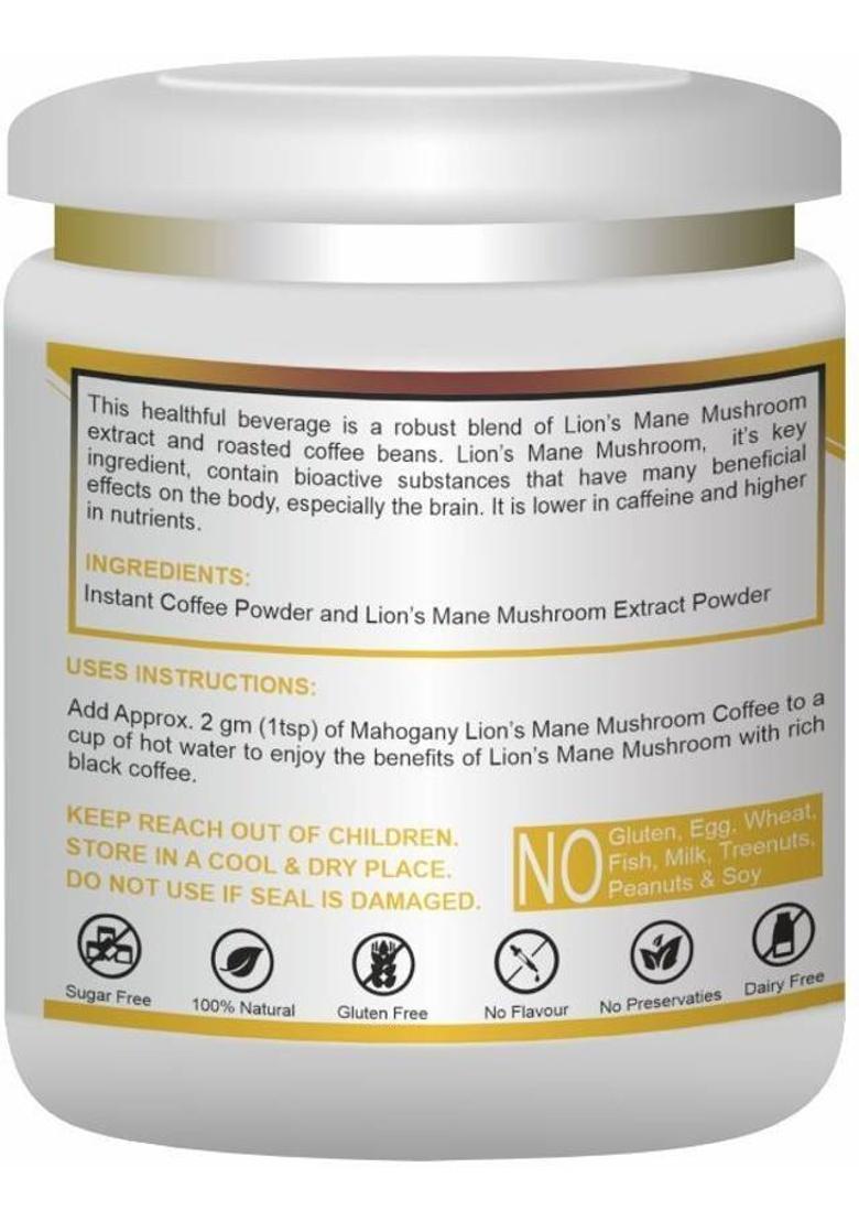 Mahogany Lion'S Mane Mushroom Mix Coffee- Improves Memory And Focus, Relieves Stress Instant Coffee (200 G)