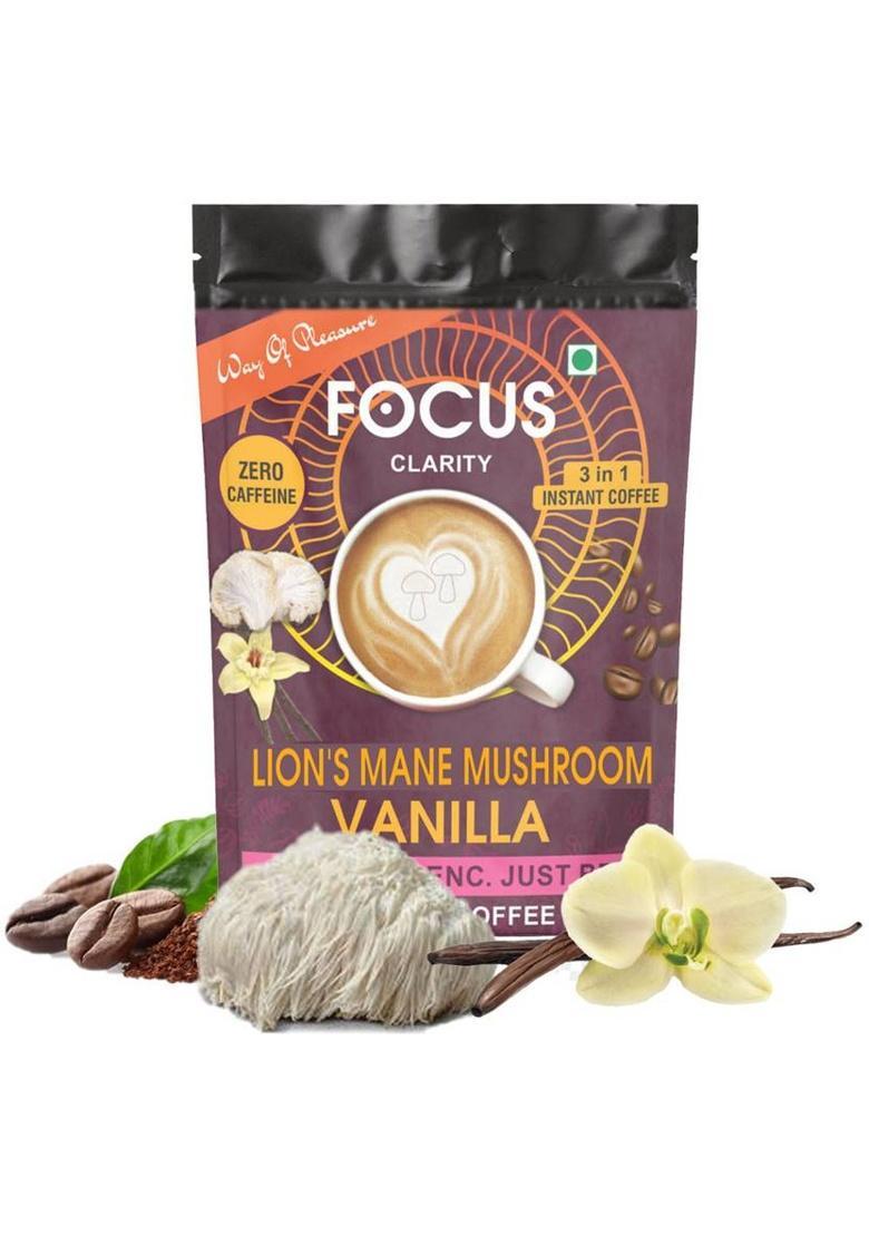 Way Of Pleasure 3-In-1 Lion'S Mane Mushroom Vanilla Coffee Zero Caffeine Good For Brain Instant Coffee (45 G, Green Coffee Flavoured)