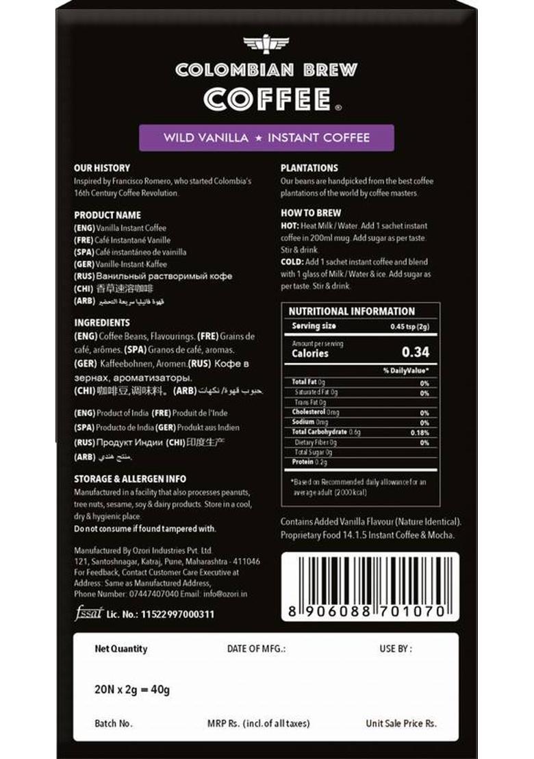 Colombian Brew Vanilla Instant Coffee Powder Instant Coffee (50 G, Vanilla Flavoured)