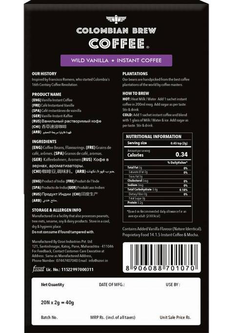 Colombian Brew Vanilla Instant Coffee Powder Instant Coffee (50 G, Vanilla Flavoured)