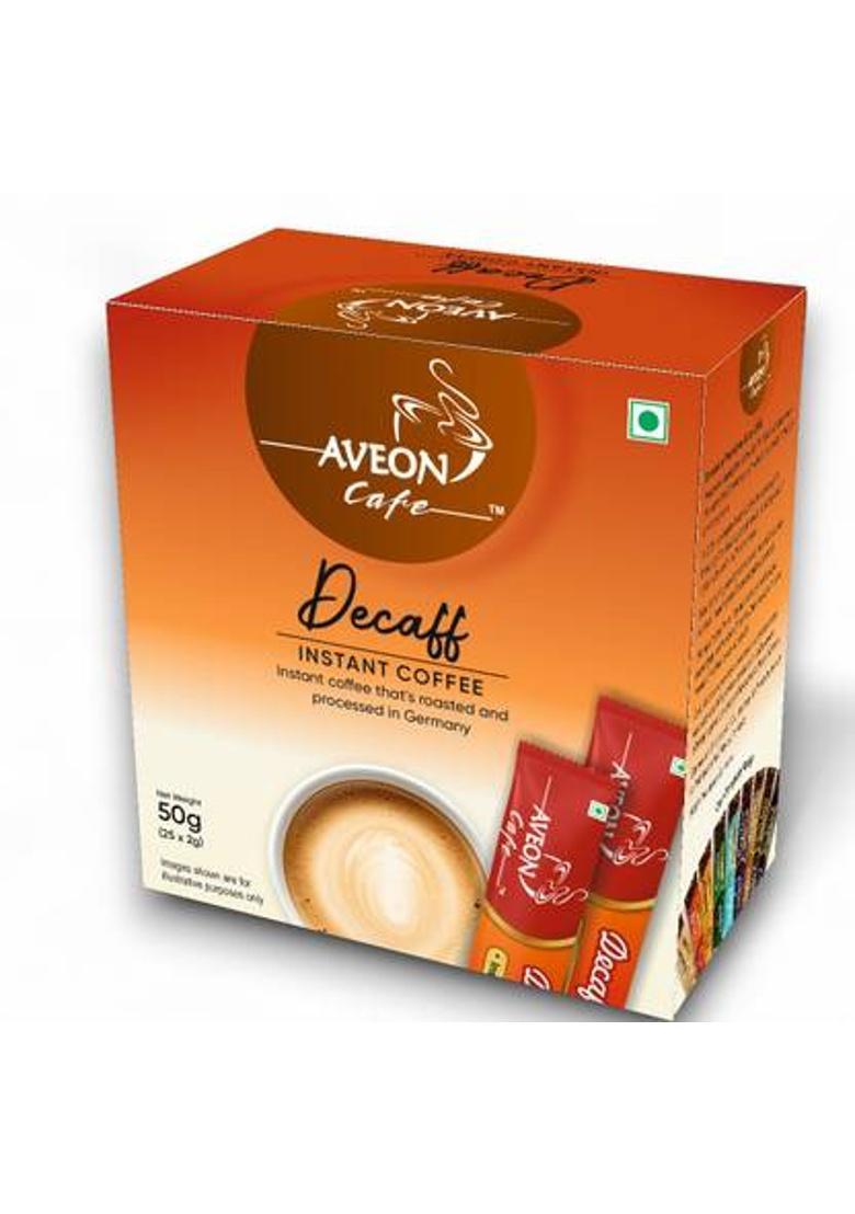 Aveon Cafe Decaf Sachet-25 Instant Coffee (50 G, Pure Flavoured)