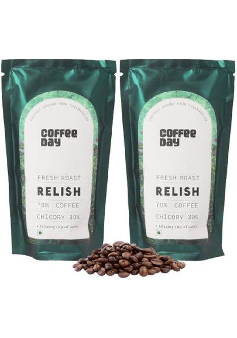 Cafe Coffee Day Relish (70% Coffee, 30% Chicory) Premium Instant Filter Coffee Powder Roast & Ground Coffee (2 X 200 G)