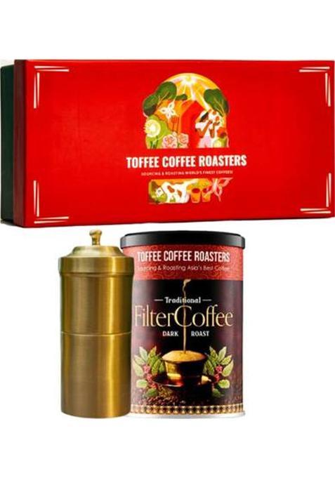 Toffee Coffee Roasters Brass Filter Coffee Gift Set | Filter Coffee + Brass Filter Coffee Maker Filter Coffee (1 Kg, Pure Flavoured)