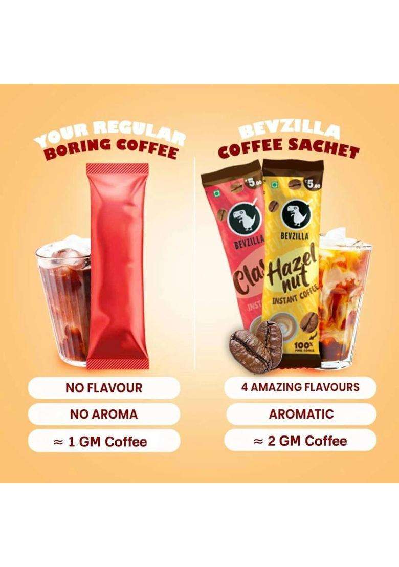 Bevzilla Powder - 96 Sachets Box Flavour,24 Sachets Each Flavour Instant Coffee&nbsp;&nbsp;(96 X 2 G, Assorted Flavoured) - Indya