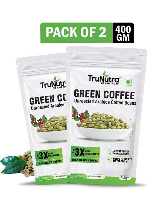 Trunutra Green Coffee Weight Loss Instant Coffee Unroasted Arabica Aaa Grade 800G Green Coffee Beans&nbsp;&nbsp;(2 X 400 G, Green Coffee Flavoured)