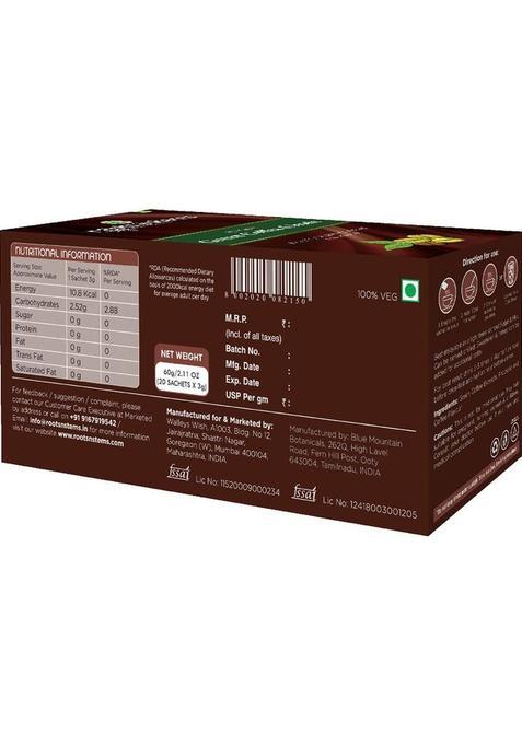 Roots & Stems Green Coffee Classic | Arabica Premix | For Weight Loss Management | 20 Sachet | Instant Coffee (60 G, Caramel Flavoured)