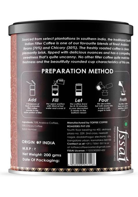Toffee Coffee Roasters [Buy1 Get 1] South Indian Traditional Filter Coffee | Specialty Blend Filter Coffee (2 X 200 G, Pure Flavoured)