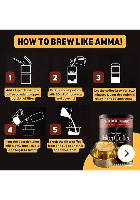 Toffee Coffee Roasters [Buy1 Get 1] South Indian Traditional Filter Coffee | Specialty Blend Filter Coffee (2 X 200 G, Pure Flavoured)