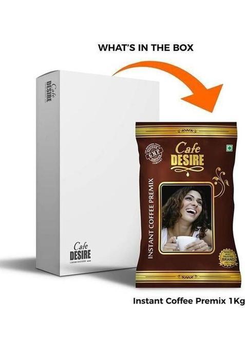 Cafe Desire Instant Coffee Premix (1 Kg) | Milk Not Required | Gmp Certified | Rich Taste As Home-Made | For Manual Use – Just Hot Water | Suitable For All Vending Machines | 3 In 1 Coffee | Makes 90 Cups Per Kg | Instant Coffee (1 Kg, Chicory Flavoured)