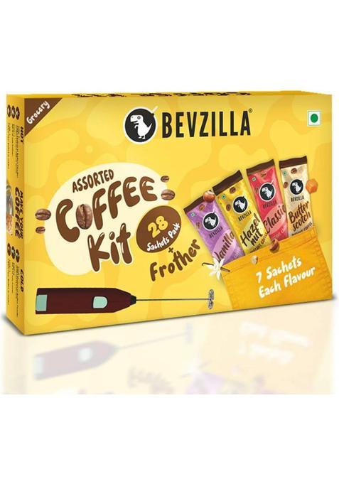 Bevzilla Instant Cafe Coffee Kit With 28 Sachets Multi Flavored Assorted Instant Coffee&nbsp;&nbsp;(56 G, Assorted Flavoured)