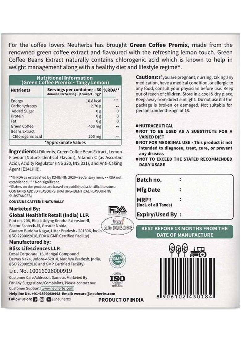 Neuherbs Green Coffee Premix For Instant Energy | Helps In Weight Management