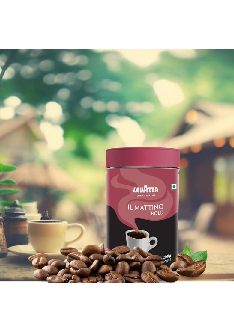 Lavazza Mattino Bold |Pure Ground Coffee | Blend Of Arabica & Robusta| Medium Roast Roast & Ground Coffee (200 G)
