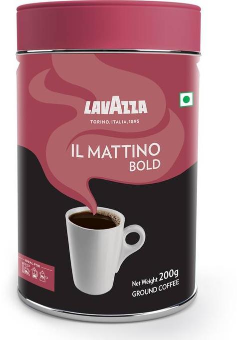 Lavazza Mattino Bold |Pure Ground Coffee | Blend Of Arabica & Robusta| Medium Roast Roast & Ground Coffee (200 G)