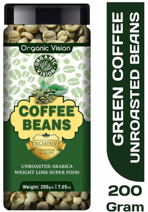 Organic Vision Organic Green Coffee Beans For Weight Loss (Unroasted Beans) Coffee Beans&nbsp;&nbsp;(200 G, Green Coffee Flavoured)