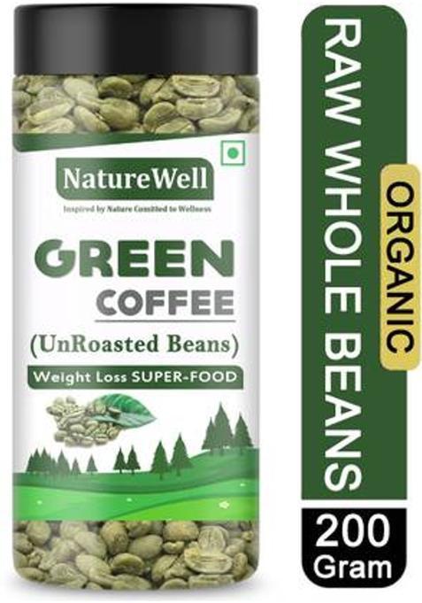 Naturewell Organics Green Coffee Beans For Weight Loss (Unroasted Arabica) Coffee Beans (200 G, Green Coffee Flavoured)