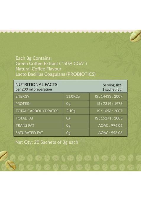 Greenbrrew Natural Green | 100% Unroasted Coffee | 20 Sachets Each Instant Coffee (5 X 60 G)