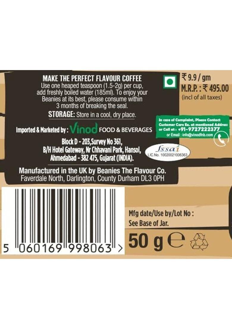 Beanies Flavoured Coffee Barista Cappuccino Hot & Cold Coffee Makes 25 Cups 100% Arabica Instant Coffee (50 G, Chocolate Flavoured)