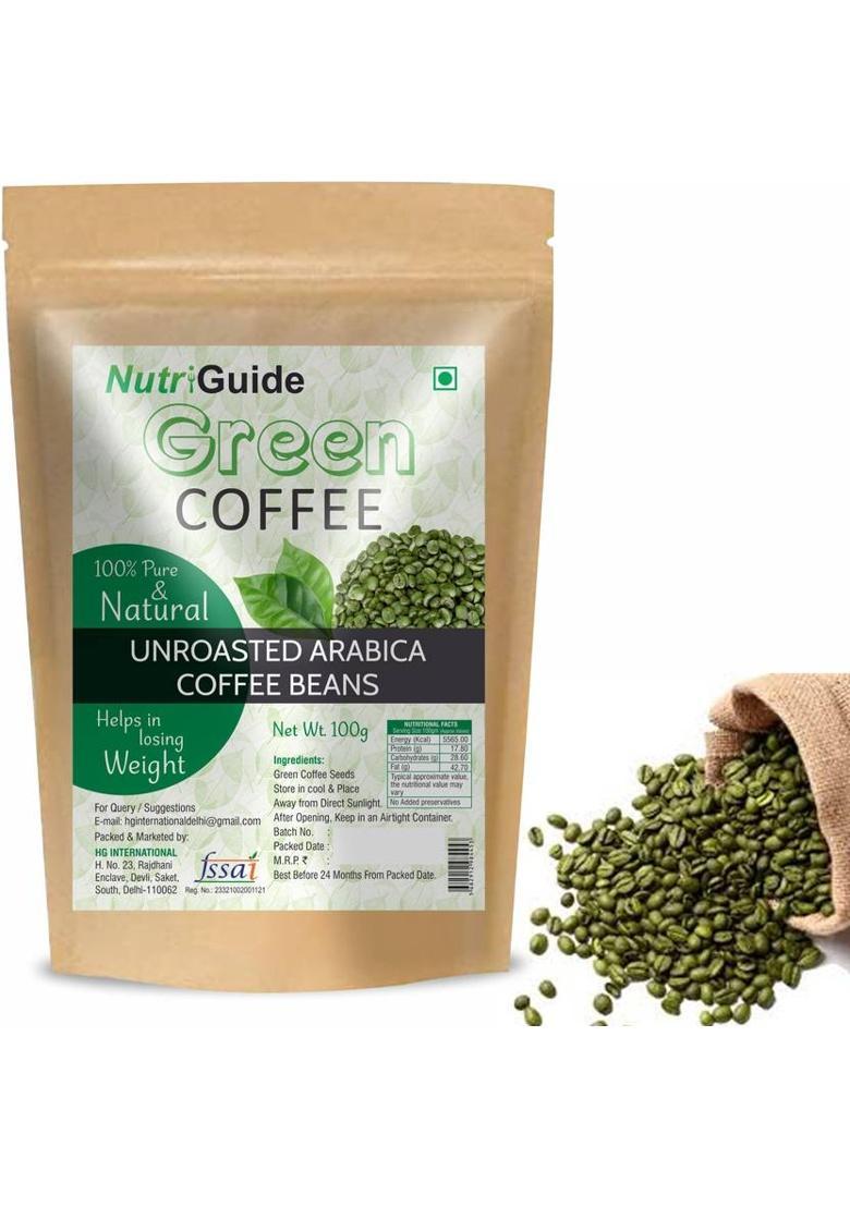 Nutri Guide Green Coffee Beans For Weight Loss (Unroasted Beans) Instant Coffee (Pack Of 2) Coffee Beans (2 X 100 G, Green Coffee Flavoured)