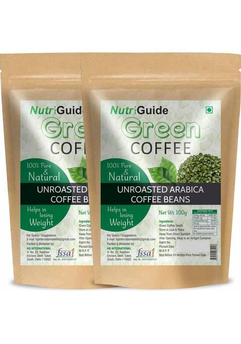 Nutri Guide Green Coffee Beans For Weight Loss (Unroasted Beans) Instant Coffee (Pack Of 2) Coffee Beans&nbsp;&nbsp;(2 X 100 G, Green Coffee Flavoured)