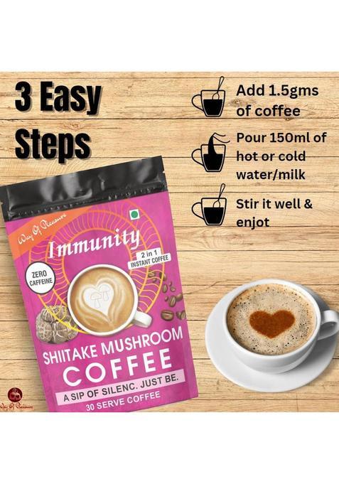 Way Of Pleasure Shiitake Mushroom Coffee Premix Zero Caffeine Healthy Heart |Control Cholesterol Instant Coffee (50 G)