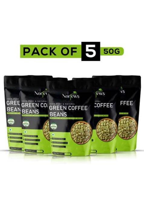 Norjews Green Coffee Beans For Weight Loss(Unroasted Beans) 50G Pack Of 5 Coffee Beans (5 X 50 G)