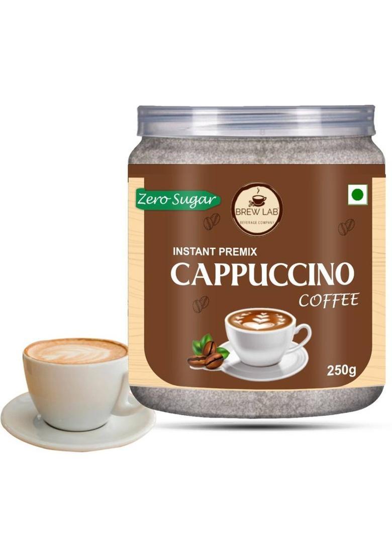 Brew Lab Instant Cappuccino Coffee Premix With Zero Sugar| 3 Steps Preparations- No Equipment 250G Instant Coffee (250 G)