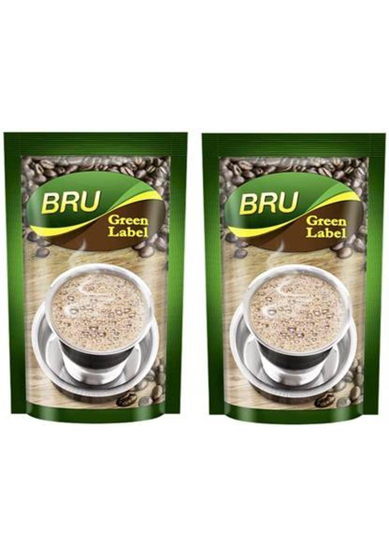 Bru Green Lable Filter Coffee Pack Of 2 Filter Coffee (2 X 200 G, Chicory Flavoured)