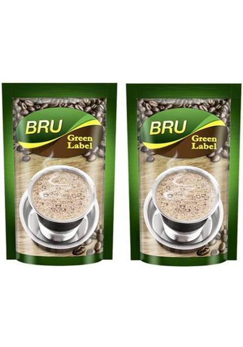 Bru Green Lable Filter Coffee Pack Of 2 Filter Coffee (2 X 200 G, Chicory Flavoured)