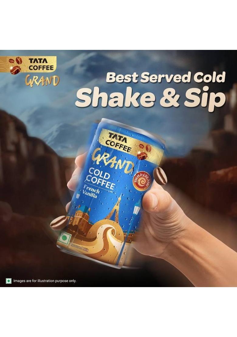 Tata Coffee Grand Ready To Drink Cold Coffee, French Vanilla Cold Brew Coffee (180 Ml, French Vanilla Flavoured)
