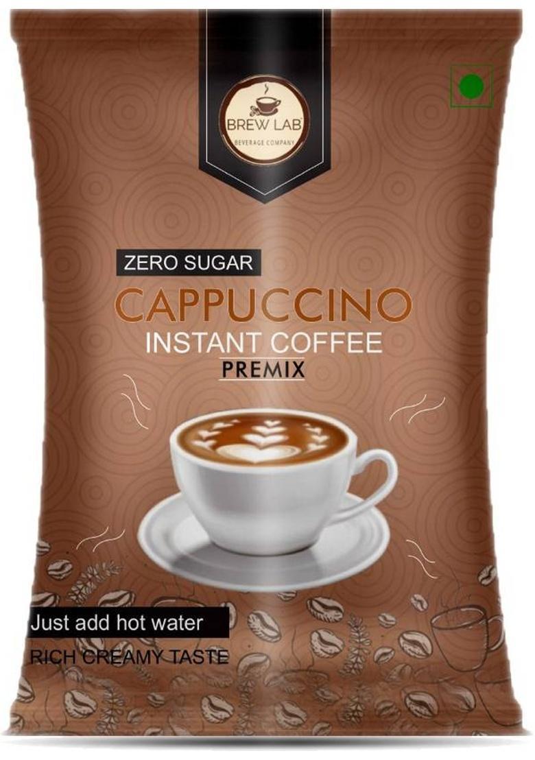Brew Lab Instant Cappuccino Coffee Premix With Zero Sugar| 3 Steps Preparations- No Equipment Instant Coffee (1 Kg)