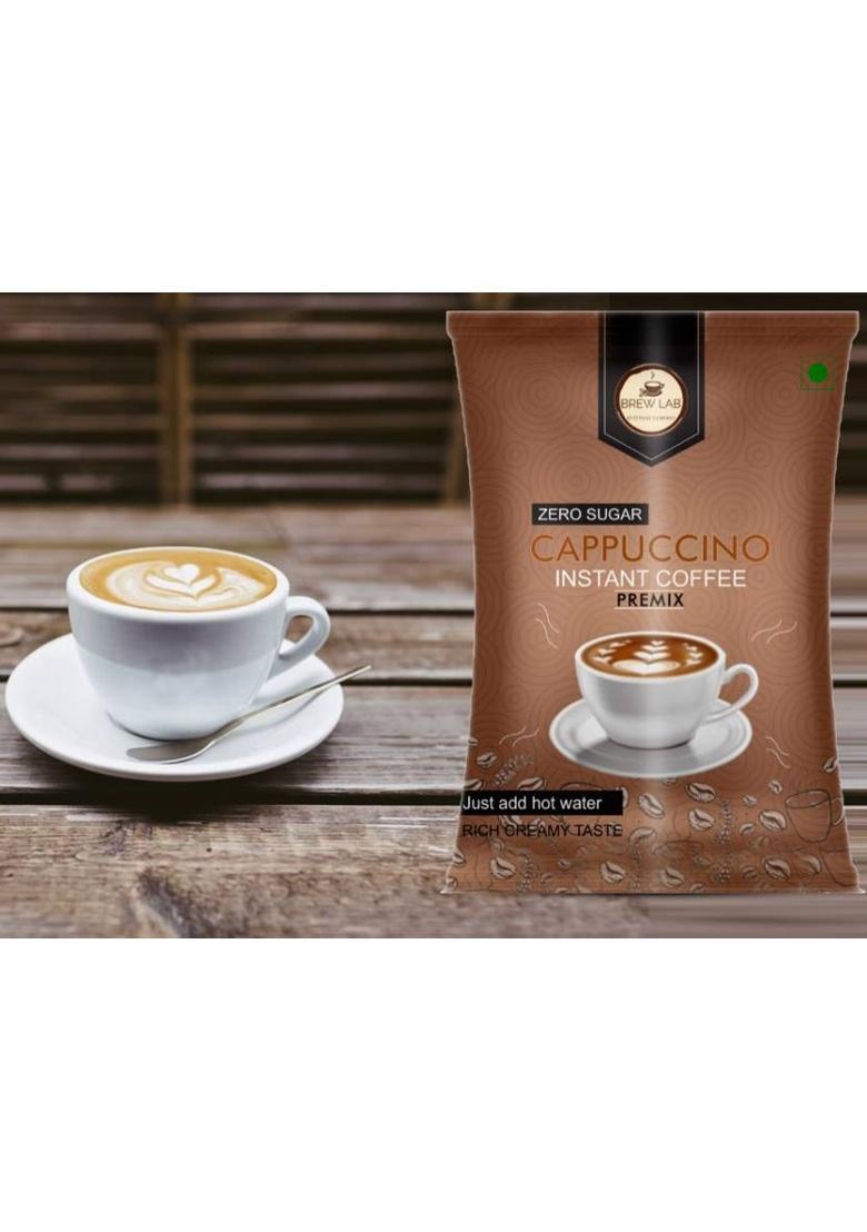 Brew Lab Instant Cappuccino Coffee Premix With Zero Sugar| 3 Steps Preparations- No Equipment Instant Coffee (1 Kg)