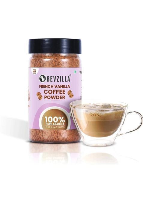 Bevzilla 75 Grams Vanilla Flavoured Instant Coffee Powder| Hot & Cold Instant Coffee (75 G, Vanilla Flavoured)