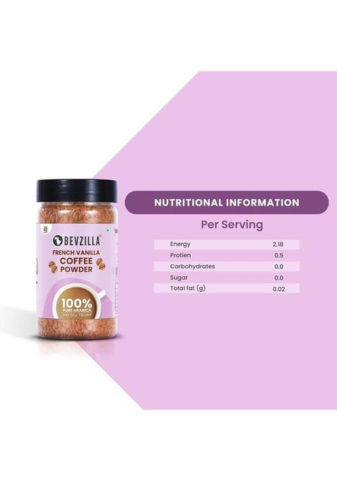 Bevzilla 75 Grams Vanilla Flavoured Instant Coffee Powder| Hot & Cold Instant Coffee (75 G, Vanilla Flavoured)