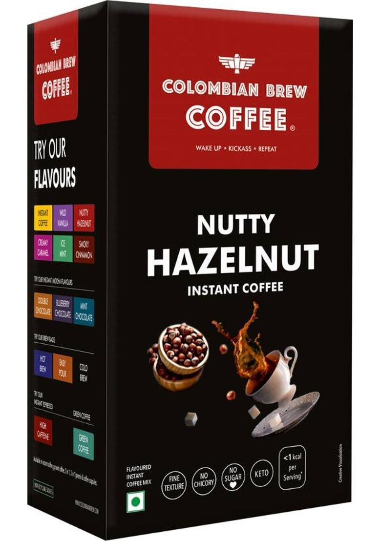 Colombian Brew Hazelnut Instant Coffee, No Sugar Vegan, 50Gm Instant Coffee (50 G, Hazelnut Flavoured)