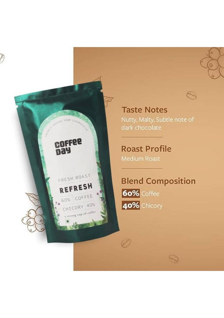 Cafe Coffee Day Refresh (60% Coffee, 40% Chicory) Premium Instant Filter Coffee Powder Roast & Ground Coffee (2 X 200 G)