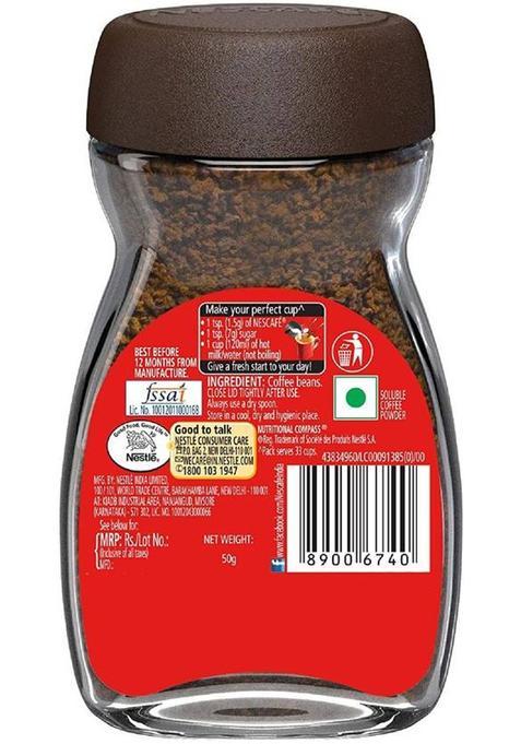 Nescafe Nescafé Classic Instant Coffee, 50G Dawn Jar| 100% Pure Coffee Instant Coffee (50 G)